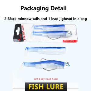 En gros 7cm/9cm/11cm/13cm/15cm Pêche Leurre Plomb Têtes Plombées Leurre Souple Poisson <span class=keywords><strong>Minnow</strong></span> Noir - Product Image 3