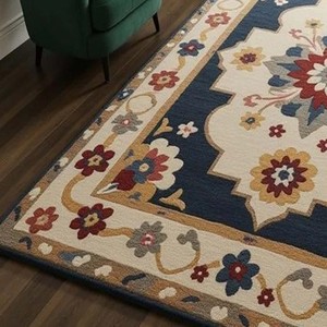 Alfombra Floral Vintage Hecha a Mano, Alfombra Grande para Sala de Estar, Diseño Tradicional, Alfombra Decorativa Suave y Afelpada para Decoración del Hogar - Product Image 4