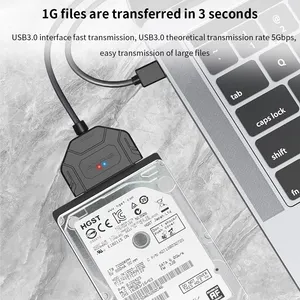 Tishric USB3.0 Để SATA 22Pin Adapter Cable ABS Ổ Cứng Cáp Cho Máy Tính Xách Tay Bên Ngoài HDD SSD USB 3.0 SATA 22Pin Adapter HD Cáp