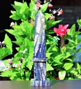 Blauw Lapis Lazuli Stone Healing Metafysische Pietra Dura Obelisk Toren Tuin Sculptuur Grand Tour
