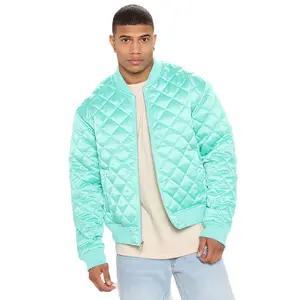 KY Winter Quilted Sateen Polyester High Quality Casual Satin Bomber Jacket Custom