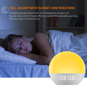 Sveglia con simulazione dell'alba personalizzata <span class=keywords><strong>IBN</strong></span>, luce notturna con rumore bianco per dormire, sveglia con luce in tessuto. - Product Image 2