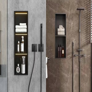 Nicchia <span class=keywords><strong>Doccia</strong></span> in Acciaio Inox Nero Opaco con Rivestimento Antiimpronta per Bagno e Hotel - Product Image 2