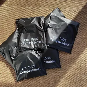 Embalagem biodegradável grande de roupas, bolsa de envio personalizada, embalagem compostável, sacos de mensageiro com logotipo