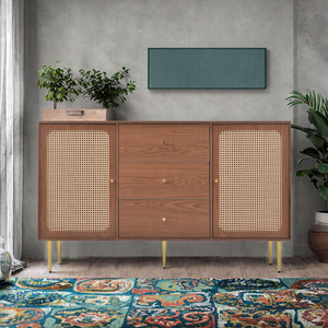 Table d'appoint moderne rétro en bois durable avec pieds en métal, montage facile, 1,5 m+, rangement pour salle à manger, salon, chambre à coucher - Product Image 3