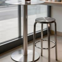 Ensemble table et chaises rondes en acier inoxydable de style industriel moderne, mobilier commercial pour restaurant, café