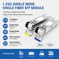 Módulo SFP Monomodo de Largo Alcance 1.25G Dúplex de Doble Fibra LC con Soporte DDM para Equipos de Monitoreo de Seguridad en Redes Remotas