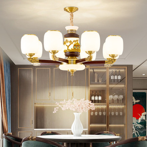 Chinese Style Chandelier Led <b>Light</b> Solid Wood Round Multi Head <b>Ceiling</b> Lamp For Living Room Dining Room Home Decor - Product Image 3