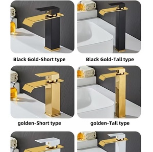 Luxury Single-Handle Stainless Steel Waterfall Basin <strong>Faucet</strong> Black Gold Deck Mounted for Bathroom Sink Ceramic Valve Core