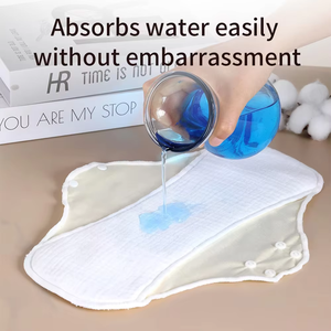 Vente en gros de 6 pièces coton biologique réutilisable super absorbant pour femmes incontinence ailée protège-slip respirant serviettes hygiéniques - Product Image 5