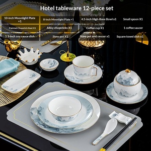Vajilla de cerámica Jingdezhen para el hogar, plato de porcelana para hotel, juego de vajilla de porcelana fina, regalo con LOGO, venta al por mayor - Product Image 2