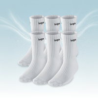 Chaussettes de sport unisexes en coton blanc de luxe pour l'hiver, avec logo personnalisé, vente en gros, avec emballage