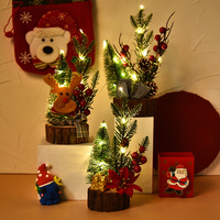 Nouvelle décoration d'arbre de Noël transfrontalière Led ornements de bureau de Noël à fond lumineux en bois
