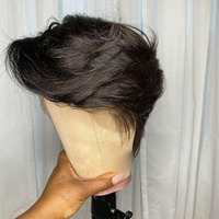Perruques coupe pixie, perruques à fermeture en dentelle 13x4, cheveux humains pré-épilés, cheveux vierges brésiliens, perruques en dentelle sans colle, perruques droites pour femmes