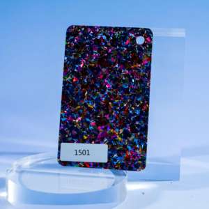 Plaques en acrylique découpées au laser, bleues avec paillettes violettes, avec service de découpe pour la décoration - Product Image 1