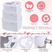 Boîtes en carton personnalisées en forme de cœur blanches, lot de 3 avec fenêtre et ruban, style romantique pour cadeaux personnalisés