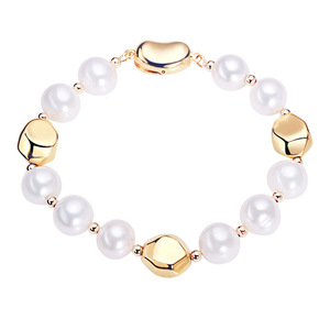 Bracelet en perles d'eau douce authentiques de Zhuji Jewelry, bracelet en acier titane géométrique personnalisé, chaîne à maillons tendance - Product Image 5