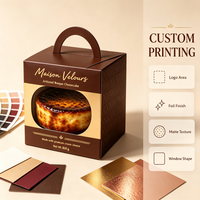 Caja de cartón plegable gruesa para alimentos con asa y ventana, caja de embalaje para tarta de queso, para panadería, regalo navideño, exportación, embalaje personalizado