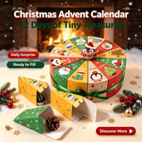 Dreieckiger Kuchenstück-Adventskalender Leere Box 12 Tage Weihnachts-Countdown Geschenkverpackung für Partyfavors