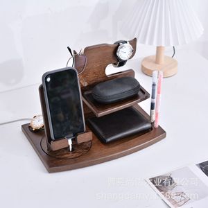 Wooden <b>desktop</b> storage rack for ornaments, bedside storage for mobile phones and watches, bedroom glasses and headphone rack. - Product Image 4