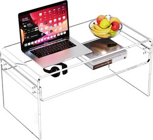Mesa de Centro Acrílica para Sala de Estar, Mesa Rectangular Transparente de Lucite con Estante Abierto para Almacenamiento - Product Image 3