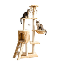 Arbre à chat multi-niveaux de luxe, centre d'activités pour chat, maisonnette en peluche avec plateforme et hamac, étagère stable, mobilier d'escalade pour chat