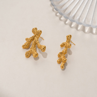 NOUVELLES BOUCLES D'OREILLES BOHO IRREGULIÈRES EN RELIEF CORAIL OCÉAN DESIGN Dazan INS Plaqué Or 18 carats Acier Inoxydable Hypoallergénique Bijoux de Bikini