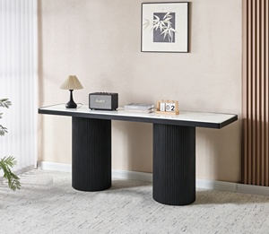 <span class=keywords><strong>Mesa</strong></span> <span class=keywords><strong>Consola</strong></span> Moderna de Piedra Sinterizada, Base Acanalada de Lujo, Mesas de Entrada, <span class=keywords><strong>Mesa</strong></span> Auxiliar de Sofá con Tapa de Mármol Nórdico para Sala de Estar - Product Image 1