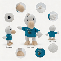 Peluche personnalisée en forme de canard de dessin animé, avec logo imprimé sur t-shirt, broderie personnalisée, fabricant de peluches sur mesure, vente en gros d'animaux en peluche doux pour enfants