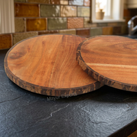 Acacia Houten Eco-Friendly Taartplateau Set 2 Stuks Vaatwasser- en Magnetronbestendig Mayur Exports Model 16075 Een Heerlijke Presentatie