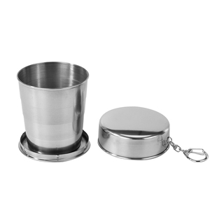 Taza Plegable Portátil de Acero Inoxidable para Viajes y Camping, 2 oz, 5 oz, 8 oz, con Llavero, Venta al Por Mayor - Product Image 1