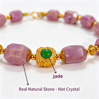 Bracelet en Sugilite Fleur de Cerisier Violet pour Hommes et Femmes, Bracelet en Pierre Naturelle pour la Méditation