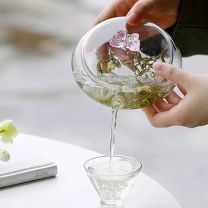 Glass Cold Brew Teapot With <b>Lid</b> Heat Resistant Iced Tea <b>Pot</b> For Summer Flower Tea Brewing - Product Image 1