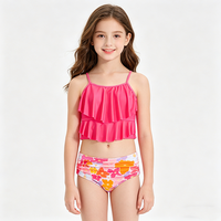 Traje de Baño de Dos Piezas para Niñas de 8 a 12 Años, Cintura Alta, Estampado, Bikini para Playa, Verano, Adolescentes