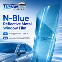 Film teinté réfléchissant bleu Tuman Clear View pour vitres de berlines – Aspect métallisé, finition élégante, rouleau de film automobile