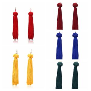 लटकन कान की बाली हाथ से बुने हुए दौर गेंद स्तरित लटकन कान की बाली बोहेमियन लटकना ड्रॉप लंबे लटकन Druzy स्टड कान की बाली महिलाओं के लिए - Product Image 3