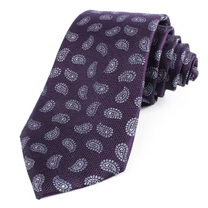 Dacheng En Gros Violet Cravatta 100% Cravate en soie Pour Hommes Paisley Cravates Jacquard