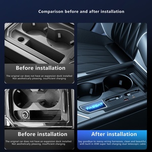2017- Car Modification Upgrade 12-24V USB <b>Type</b> <b>C</b> Fast LED Light Charging Docking Station for Volkswagen Passat - Product Image 4