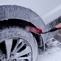 Brosse à roues incurvée en laine synthétique de 17 pouces pour le detailing automobile, sans métal, sans rayures et résistante aux produits chimiques, outil de lavage de voiture