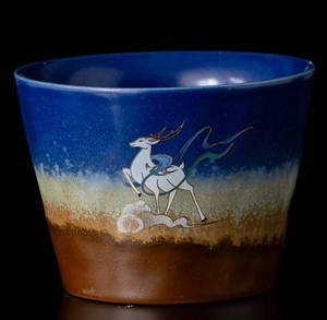 Juego de Taza y Platillo de Café MSH Ciudad Prohibida Rojo Dunhuang Ciervo de Nueve Colores para Salón de Té - Product Image 1