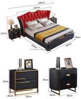 Lit rembourré américain en vente chaude Tête de lit double haute Ensemble de chambre à coucher en cuir souple Meubles au design classique