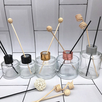 Bouteille de bâtons de parfum d'aromathérapie en verre Sunshine 50ml 100ml 200ml bouteille de diffuseur de roseau d'arôme en verre vide noir de luxe personnalisé