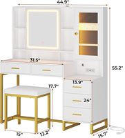 Coiffeuse moderne avec 5 tiroirs et pieds en fer Coiffeuse à maquillage avec lumières LED