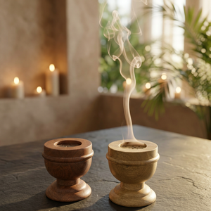 Brûleur d'encens en bois fait main, en bois de santal, diffuseur aromatique, utilisation toute l'année, décoration pour Ramadan, Eid, maison, hôtel, restaurant - Product Image 1