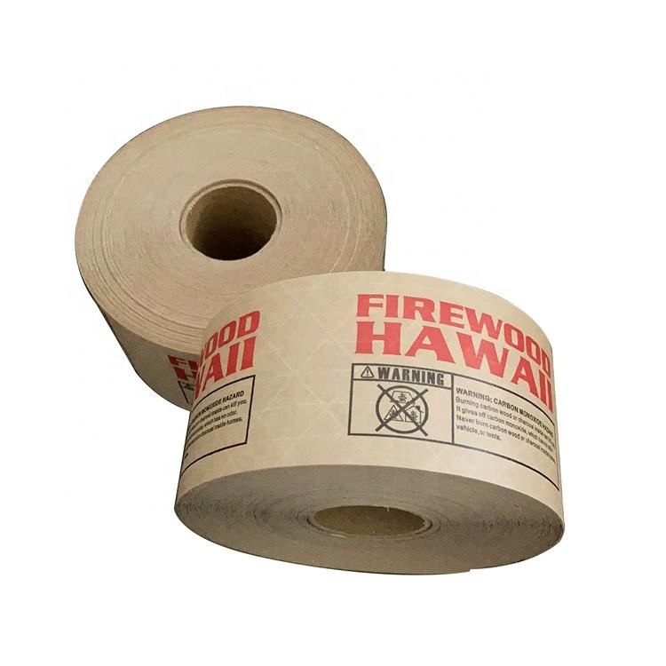 Custom Logo Printed Brown Kraft Paper Tape Strong Water Activated Acrylic for Carton Sealing Self-Adhesive Heavy Duty Tape