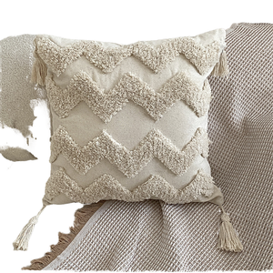 Vỏ gối hình học dệt cao cấp 100% cotton, thân thiện với môi trường, giặt được, dùng cho nhà ở, khách sạn, bệnh viện, có tua rua - Product Image 1