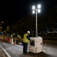 Tour d'éclairage mobile diesel à LED 4x500W avec mât hydraulique de 9m pour la construction et l'éclairage d'urgence