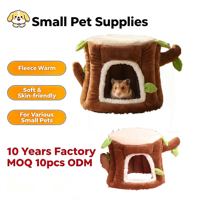 Nouveau Repaire Hivernal pour Petits Animaux en Forme de Souche d'Arbre, Nid de Sommeil et de Jeu Semi-fermé Multi-tailles pour Hamster et Lapin - Vente en Gros