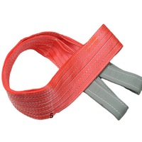 Sangle de levage industrielle plate en sangle tissée, robuste et renforcée avec extrémités à œillets, pour la manutention de matériaux de construction