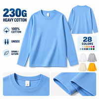 T-shirt à manches longues pour homme personnalisé, 230 GSM, 100% coton, col rond basique, streetwear, OEM ODM, faible MOQ
